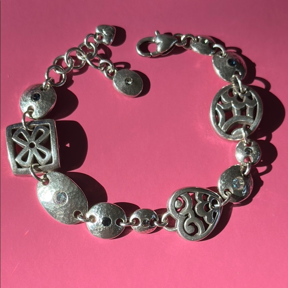 Brighton Silver Crystals Bracelet with Intricate Designs